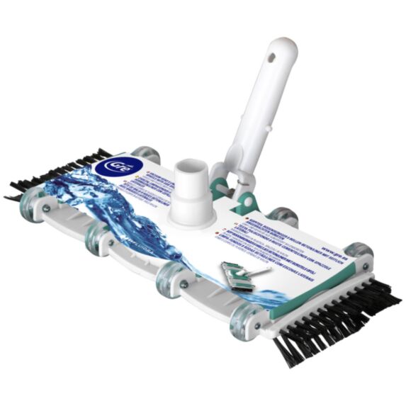 Tête de balai rotatif piscine 8 roues avec brosses latérales piscine - GRE
