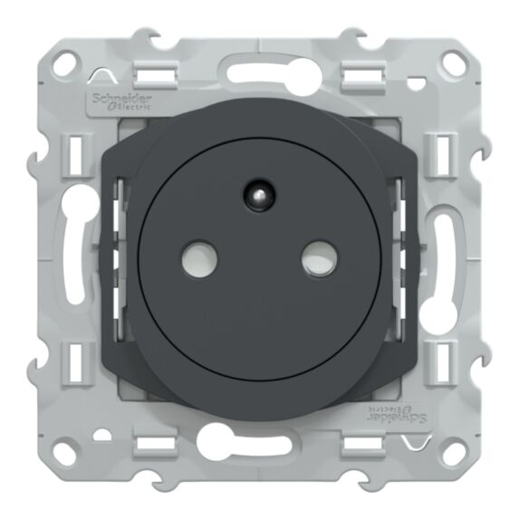 Prise avec terre affleurante avec griffes Ovalis anthracite - SCHNEIDER ELECTRIC