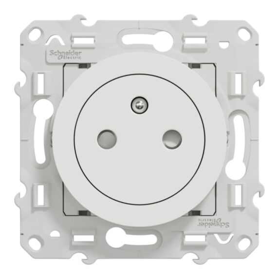 Prise avec terre affleurante avec griffes Odace blanc - SCHNEIDER ELECTRIC