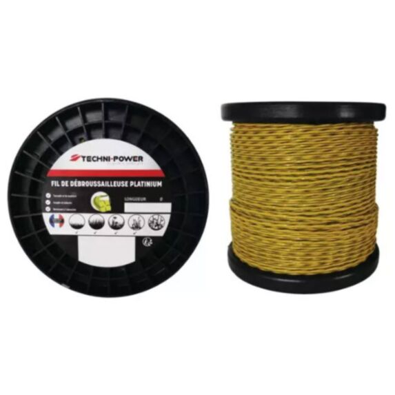 Fil de débroussailleuse torsadé platinium 2,4mm 100m - TECHNI POWER