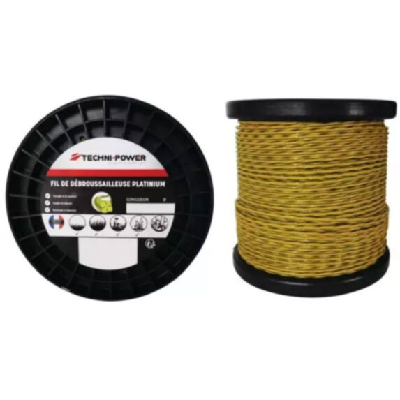 Fil de débroussailleuse torsadé platinium 3,3mm 57m - TECHNI POWER
