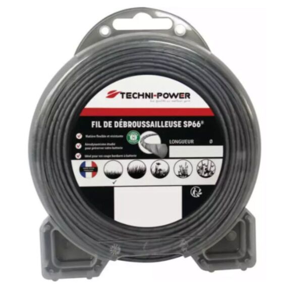 Fil de débroussailleuse ondulé sp66 2,2mm 15m - TECHNI POWER