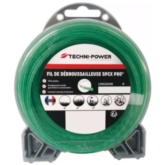 Fil de débroussailleuse ondulé spcx pro 3mm 15m - TECHNI POWER