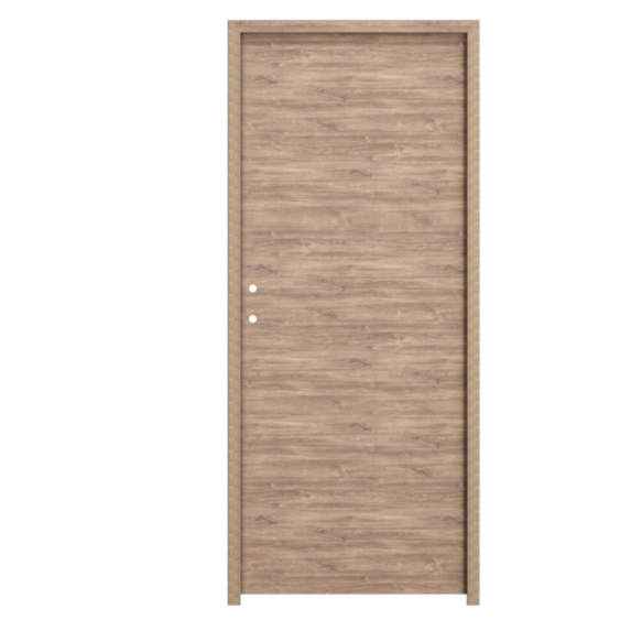 Bloc porte mélaminé chêne foncé poussant droit 73cm - BALLAY