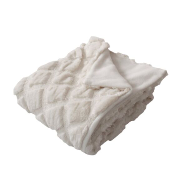 Plaid fourrure Karellis 125 x 150 cm écru - DECOSTARS