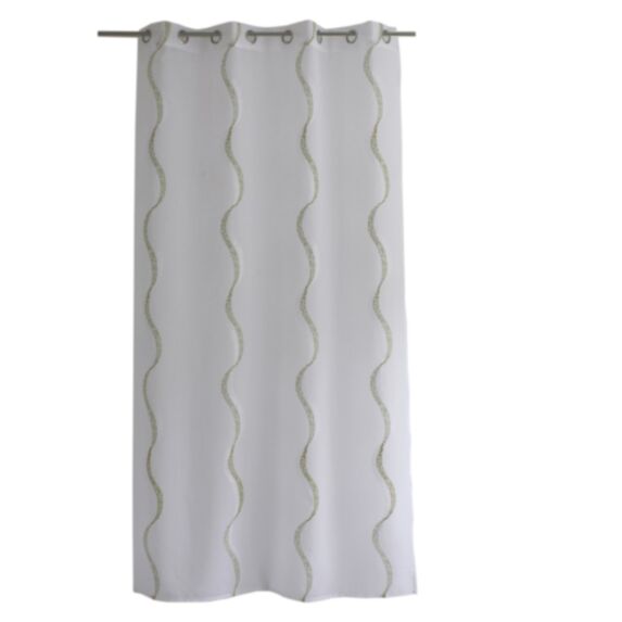 Voilage brodé Matisse 140x240cm blanc/vert - DECOSTARS