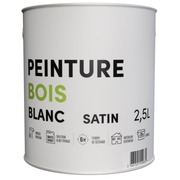 Peinture TDP glycéro bois microporeuse blanc 2,5 L - RECA