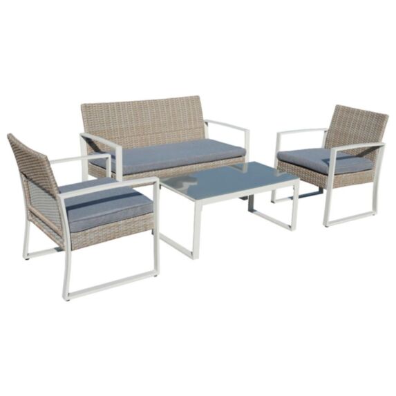 Salon de jardin bas 4 places Trendy 2 Beige Gris & Blanc