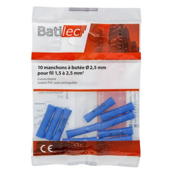 10 manchons à butées bleu Section 1,5-2,5 mm²