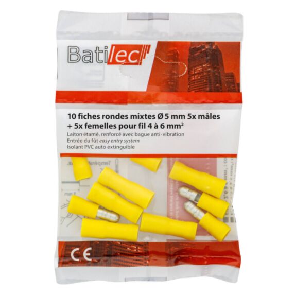 10 fiches rondes jaune Section 4 -6 mm²