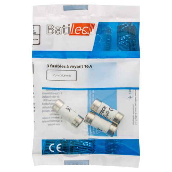 3 fusibles à voyant 16A 10,3x25,8mm BAT030779 - BATILEC