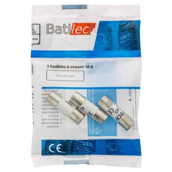 3 fusibles à voyant 16A 10,3x31,5mm BAT030786 - BATILEC