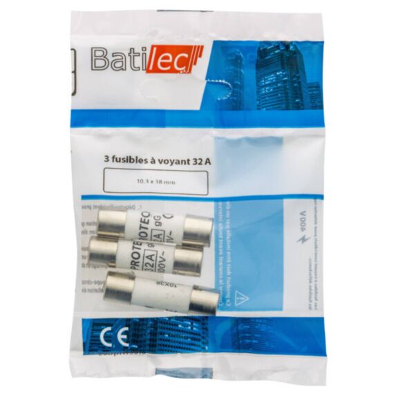 3 fusibles à voyant 32A 10,3x38mm BAT030830 - BATILEC