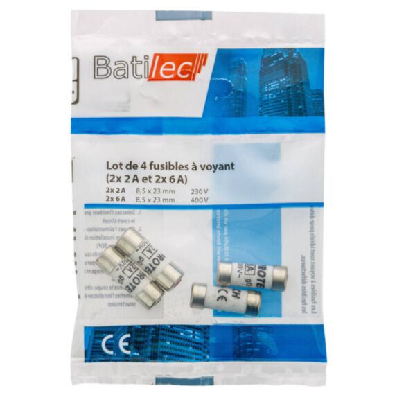 4 fusibles à voyant (2x 2A et 2x 6A) BAT030847 - BATILEC