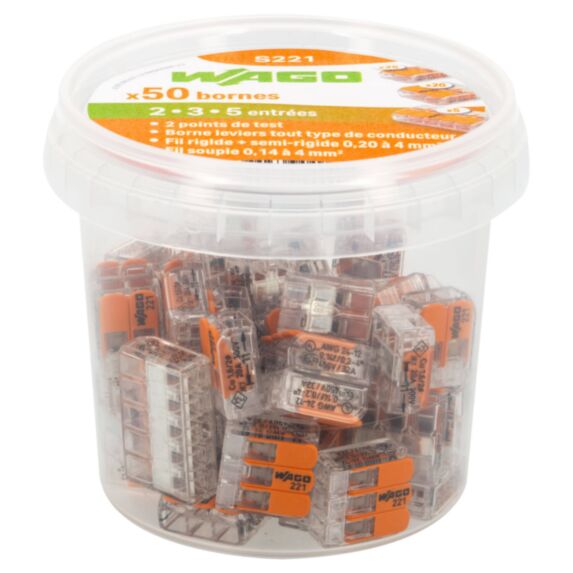 50 mini bornes de connexion à levier S221 - WAGO