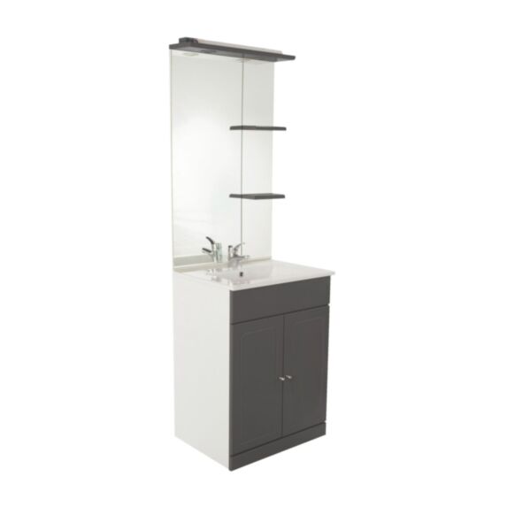 Meuble à poser Tolede PVC brillant 60cm gris - ONDEE