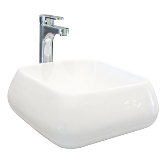 Vasque à poser Ety carré adouci céramique 41x41x16cm blanc - ONDEE