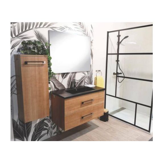 Meuble à Suspendre Lenca L90cm Bois Miel Mélaminé Livré Monté