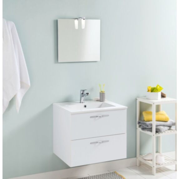 Meuble salle de bain + vasque + miroir Tadao 60cm blanc - ONDEE