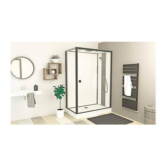 Cabine de douche Gonea Profilés Alu Noir Mat 140x80cm - AYOR