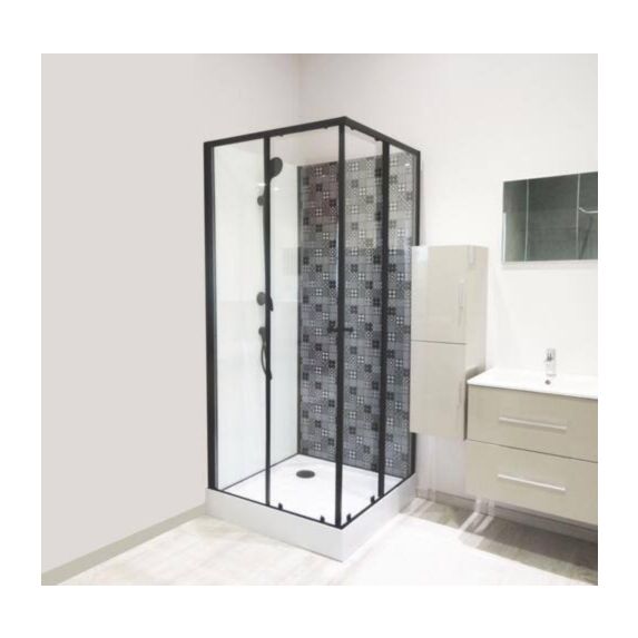 Cabine de douche Ciment Décors Imprimé Noir 100x80cm - AYOR