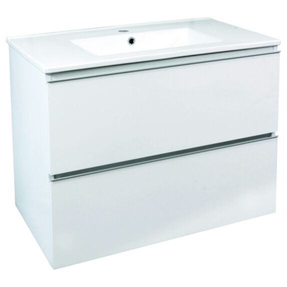 Meuble salle de bain Trendy 2 tiroirs 81,5x46,5x68cm blanc brillant