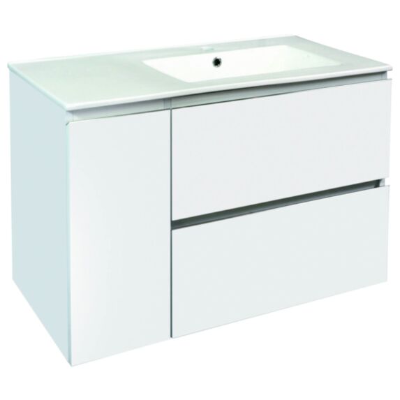 Meuble salle de bain Trendy 2 tiroirs/1 porte 91,5x46,5x58cm blanc mat