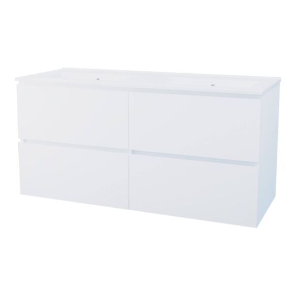 Meuble salle de bain Trendy 4 tiroirs 121,5x46,5x68cm blanc mat