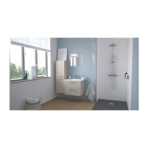 Meuble Salle de Bain Smart Suspendu 60cm 2 Tiroirs Finitions Bois