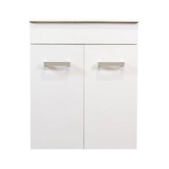 Meuble Salle de Bain Smart Suspendu 60cm 2 Portes Finitions Blanc