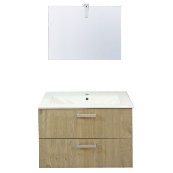 Meuble Salle de Bain Smart Suspendu 80cm 2 Tiroirs Finition Bois