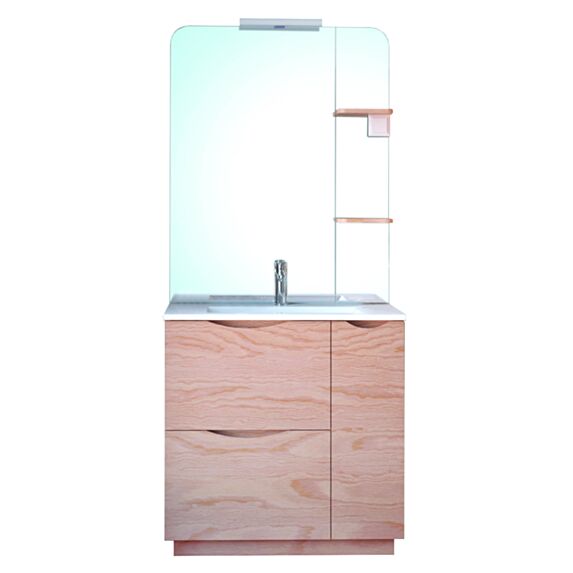 Meuble salle de bain Palermo 80 bois avec miroir éclairant