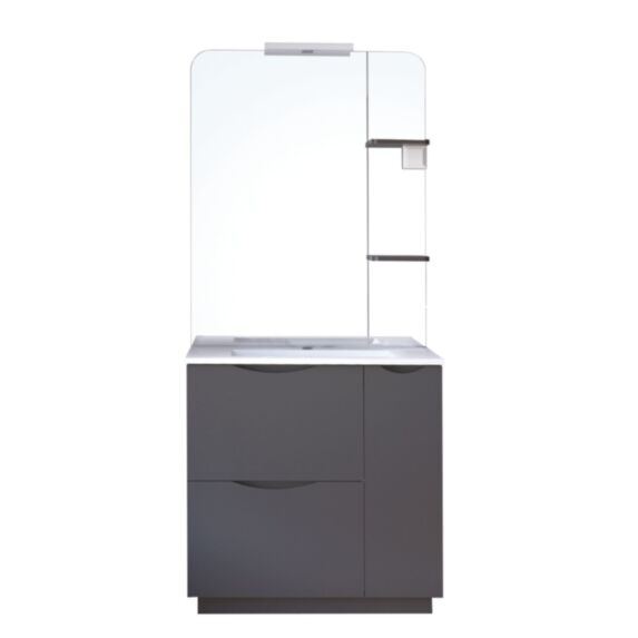 Meuble Palermo 80 gris anthracite laqué livré en kit - ONDEE