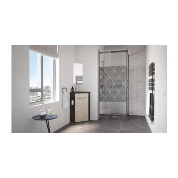 Meuble à Poser Nova Version Angle Noir Mélaminé Livré en Kit + Miroir