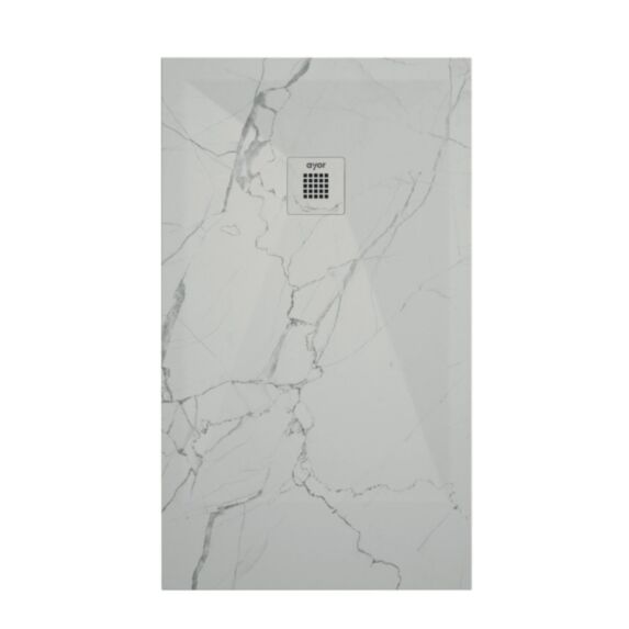 Receveur de douche à poser Nola 3 80x120x3cm Résine Marbre Blanc - ONDEE