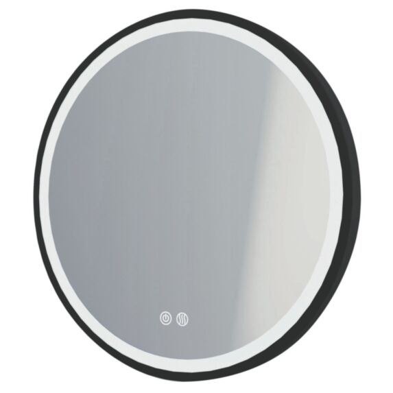 Miroir salle de bain éclairant Alexine Ø80cm contour aluminium noir - ONDEE