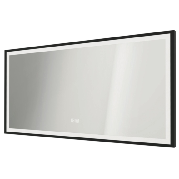 Miroir salle de bain éclairant Selena Cadre Alu Noir 120x60cm - ONDEE