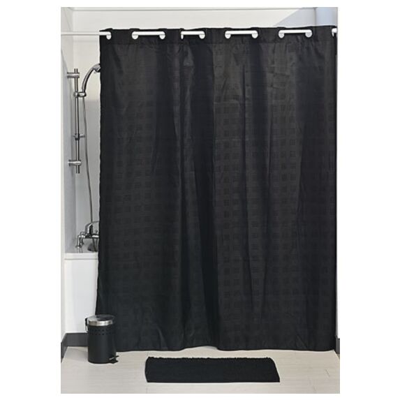 Rideau de douche polyester avec oeillets inclus 180 x 200 cm - noir