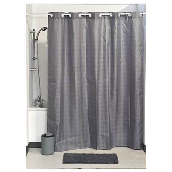 Rideau de douche polyester avec oeillets inclus 180 x 200 cm - gris