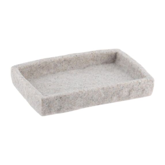 Porte-savon rectangulaire effet pierre polyrésine gris - TENDANCE