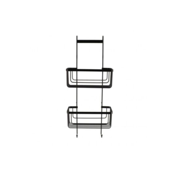 Serviteur paroi de douche métal 2 paniers + 2 crochets noir mat - TENDANCE