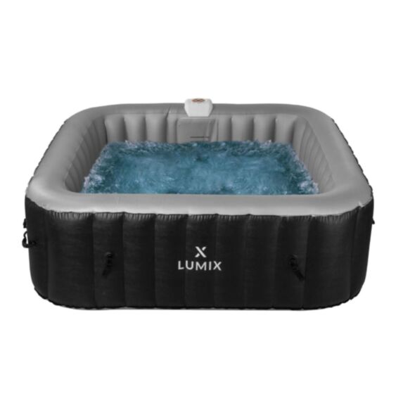 Spa 6 places Fidji + bloc extér. 1,85x1,85x0,66m Gris/Noir - X-LUMIX