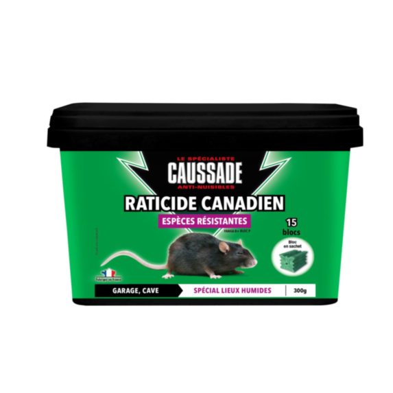 Raticide canadien blocs espèces résistantes 15x20gr - CAUSSADE
