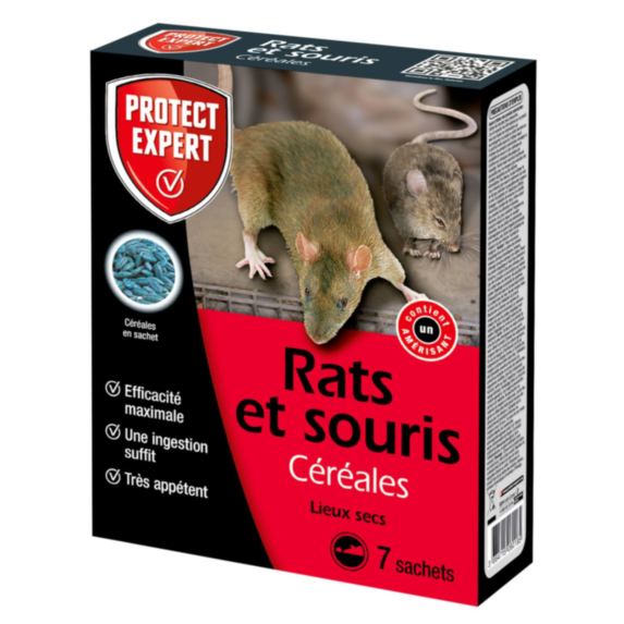 Traitement anti-nuisible céréales rats&souris 140gr - PROTECT EXPERT