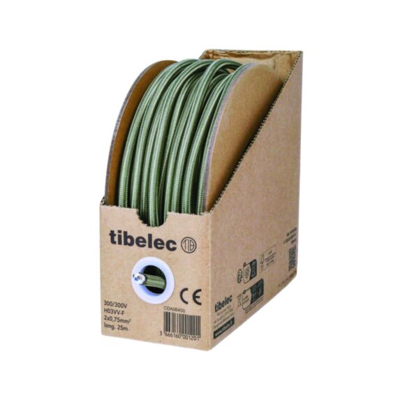 Bobinot de câble électrique tissu kaki 25m