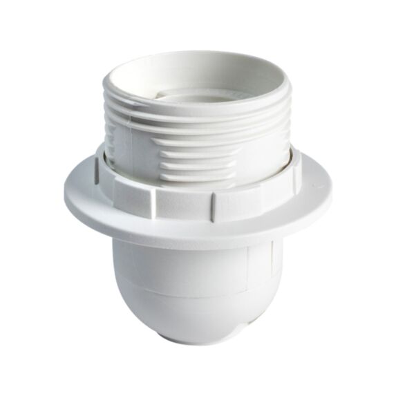 Douille E27 plastique PET 30% recyclé blanche avec bague - TIBELEC