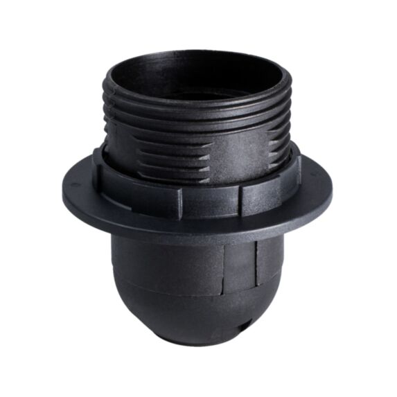 Douille E27 plastique PET 30% recyclé noire avec bague - TIBELEC