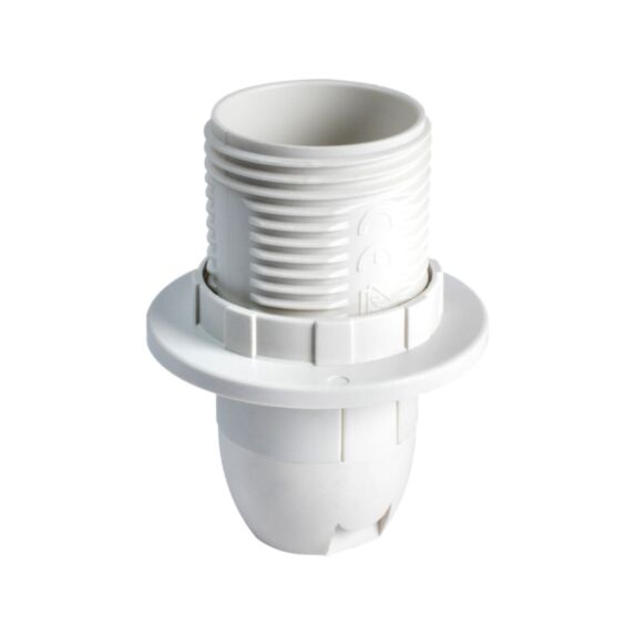 Douille E14 plastique PET 30% recyclé blanche avec bague - TIBELEC