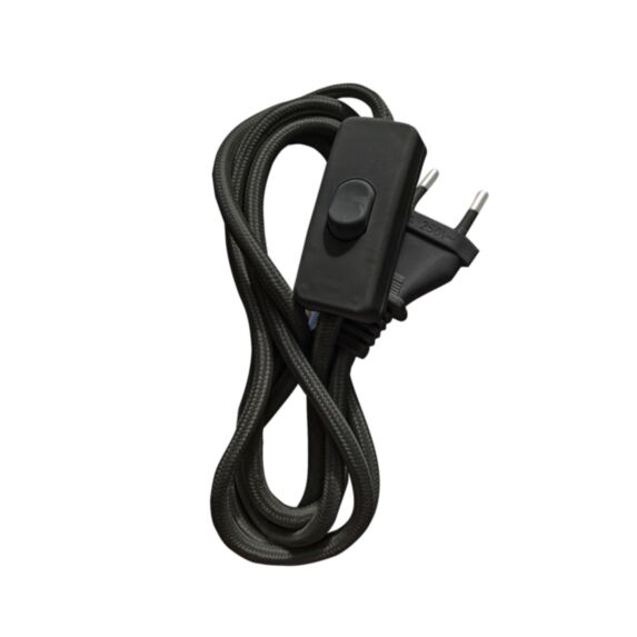 Kit précablé fil tissu rond 2x0,75mm² 1,5m noir - TIBELEC
