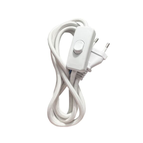 Kit précâblé fil tissu rond blanc 2x0,75mm² 1,5m blanc - TIBELEC